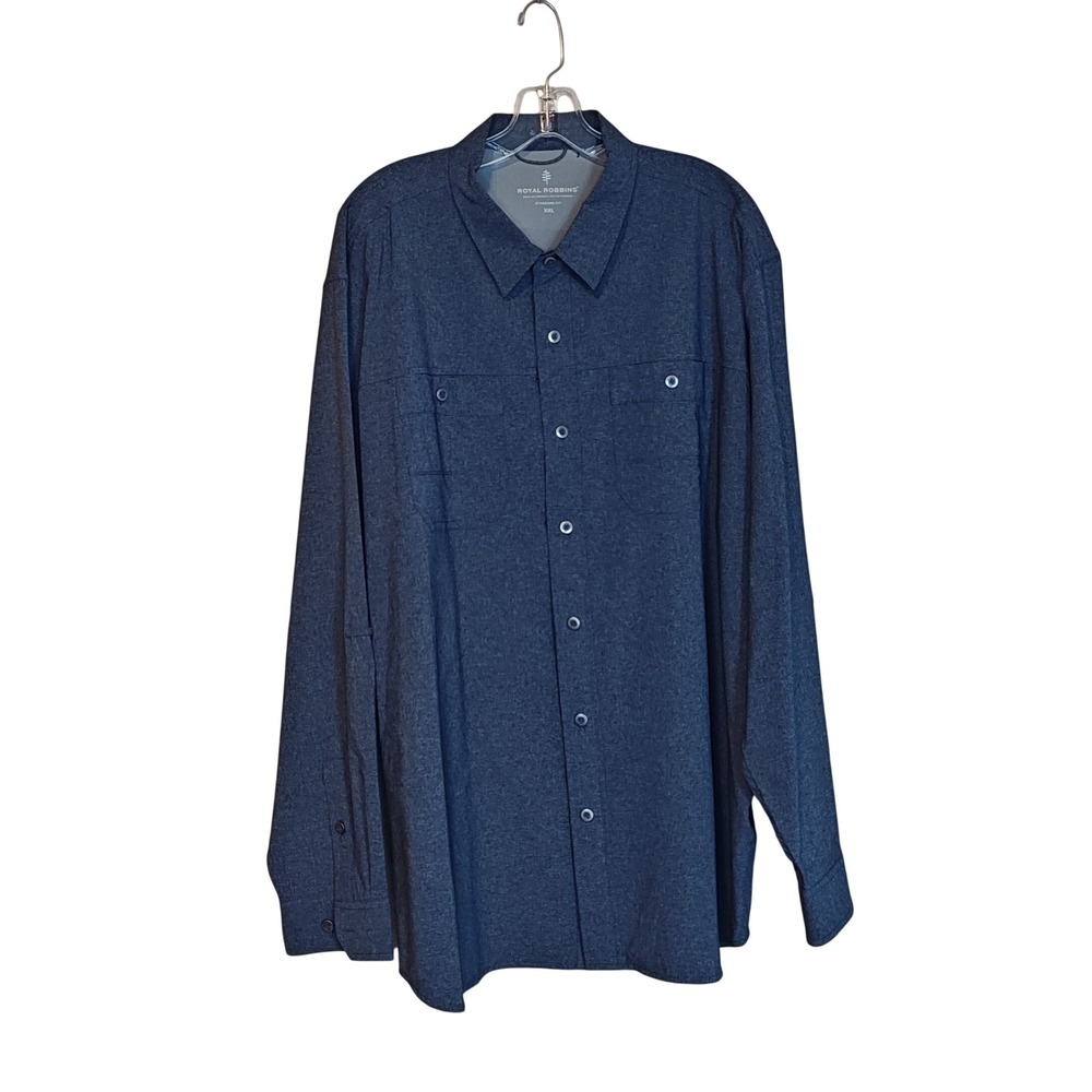 Royal Robbins Button Down Shirt Mens XXL Blue Gray Tencel Modal 220-Y42383-174